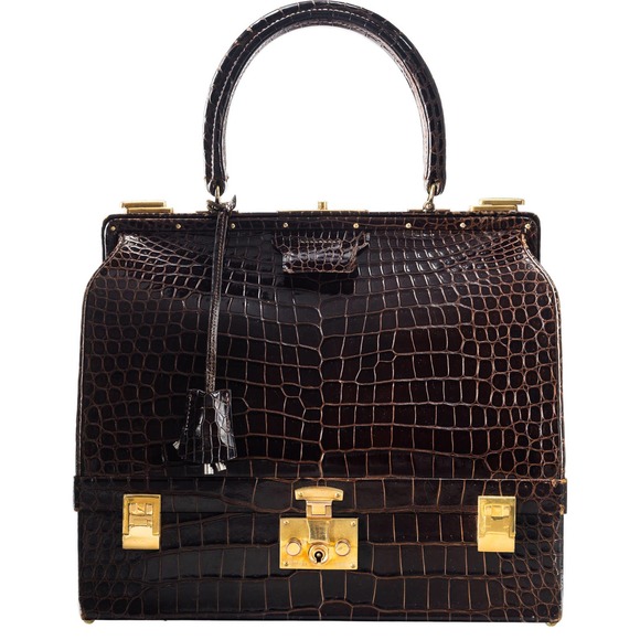 Hermes Handbags - ❌❌ Hermes Crocodile Doctor's Bag Sac Mallette Marron Fonce Shiny Vintage tote